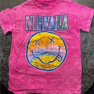 NIRVANA Pink Short Sleeve Tee with Graphic Design